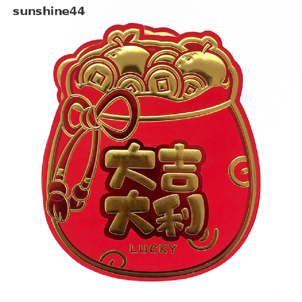 Sunshine 6Pcs Amplop Angpao Tahun Baru Cina / Imlek Gambar Kelinci National Tide 2023 Warna Merah