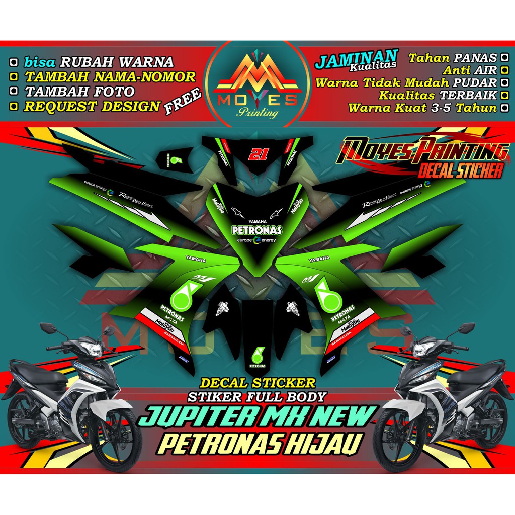 decal stiker jupiter mx stiker yamaha jupiter mx sticker jupiter mx new 135 petronas hijau