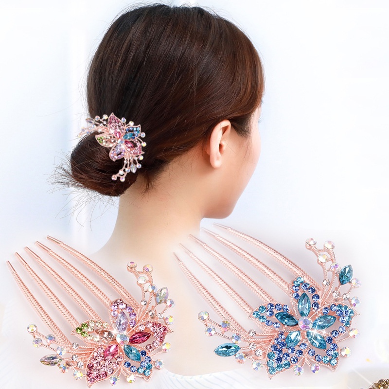 1Pc Fashion All-match Alloy Diamond Insert Hair Comb Women's Wedding Accessories