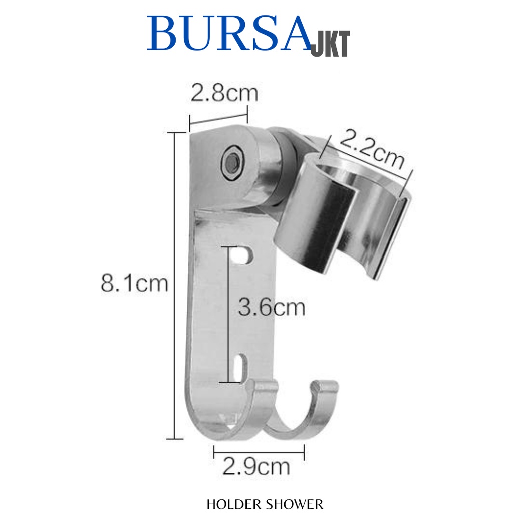 DUDUKAN GANTUNGAN TEMPEL SHOWER PEGANGAN HANDLE HOLDER ADJUSTABLE STAINLESS ANTI KARAT