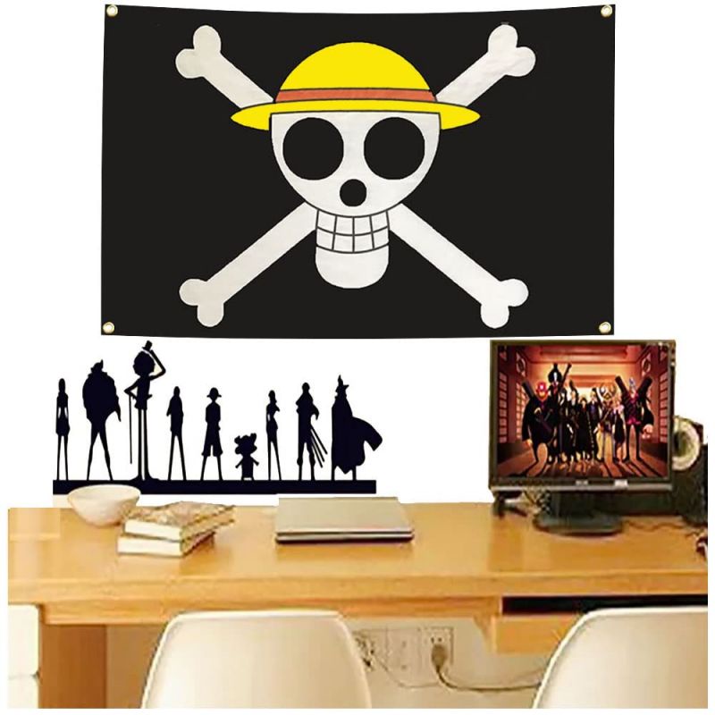 90 x 60cm Bendera One Piece / Bendera Bajak Laut One Piece  / Straw Hat Luffy Bendera One Piece Dinding