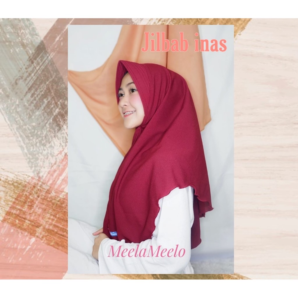 Jilbab instan dengan pet hijab instan inas kerudung instan terbaru maroon