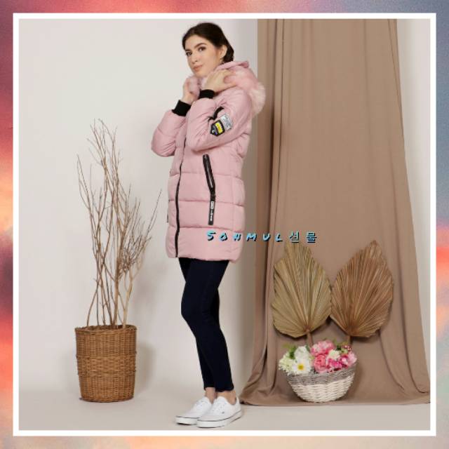 WOMAN WINTER HOODIE DOWN LONG COAT JAKET PANJANG MUSIM DINGIN BULU