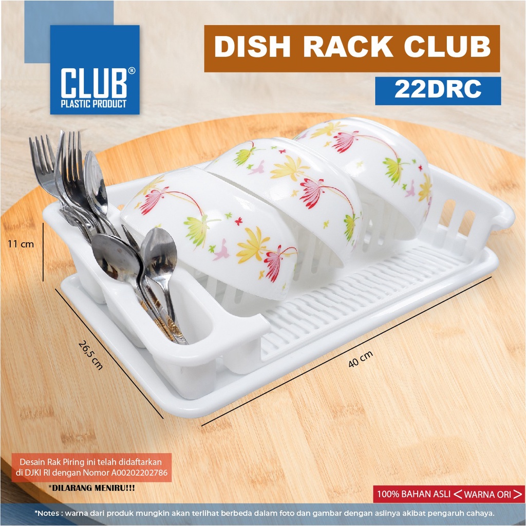 Rak Piring Plastik CLUB DISH DRAINER 22DRC Dish Drainer Tempat Penyimpanan Piring Gelas Mangkok Tempat Meniriskan Piring Minimalis