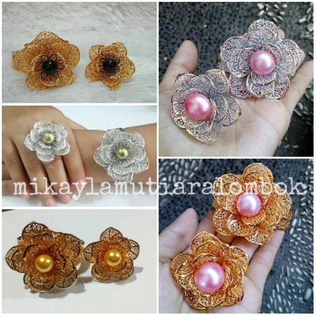 Rhodium mawar mutiara Lombok