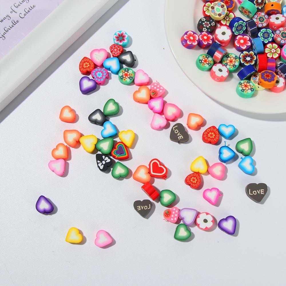 Preva 50 Pcs 10mm Blossom Polymer Clay Spacer Kerajinan Kalung Membuat Perhiasan Buah Cinta Hati Plum