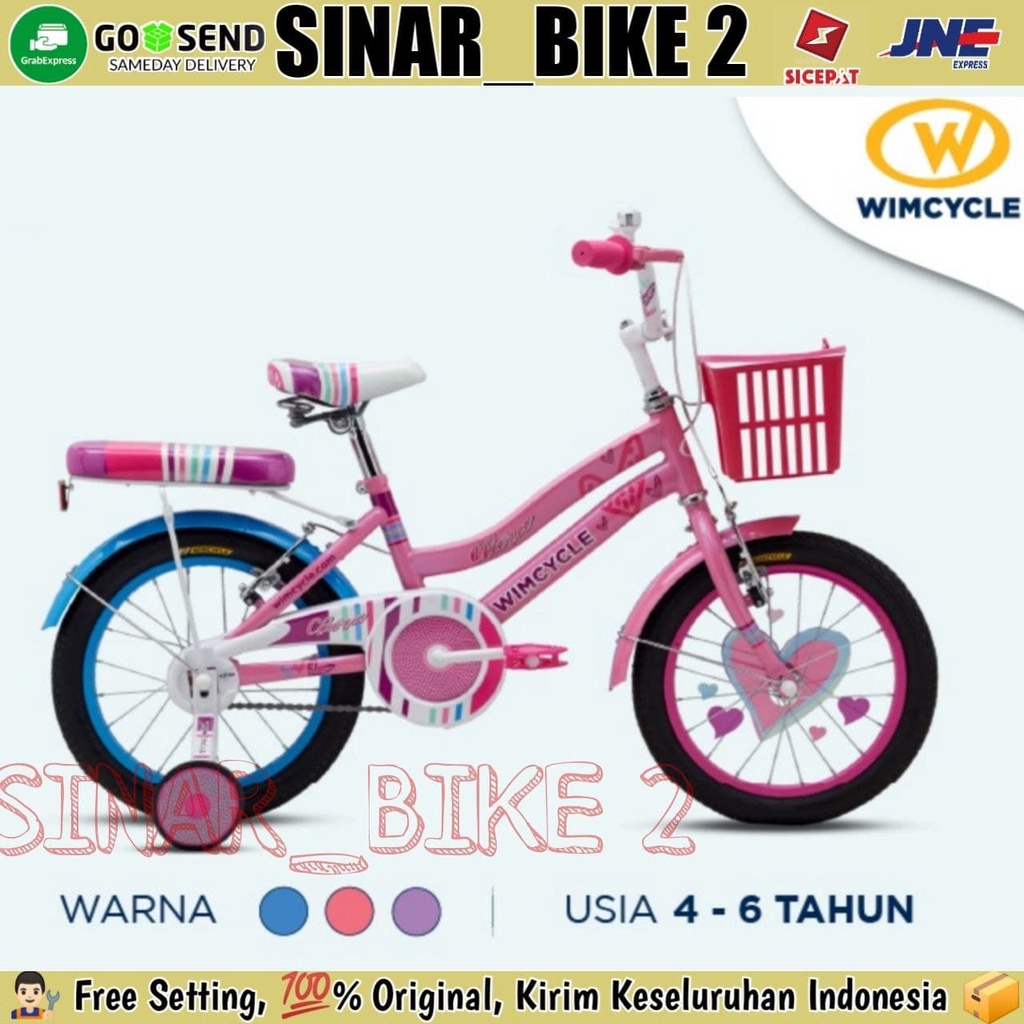 Sepeda Anak Perempuan 16 &amp; 18 Inch WIMCYCLE CLARA Keranjang