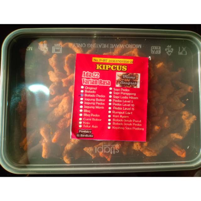 

Keripik usus ayam kemasan box warna