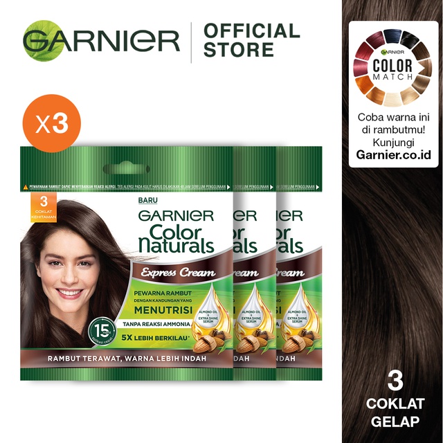 Garnier Color Natural Express Coklat Gelap  3 Pcs 