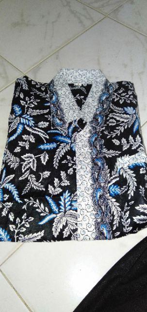 Tey-17 Batik Pria Asj Sa Hrb026 Kenongo Kemeja Tosca Pendek Pekalongan Padi M L Xl Sogan Tulis ::