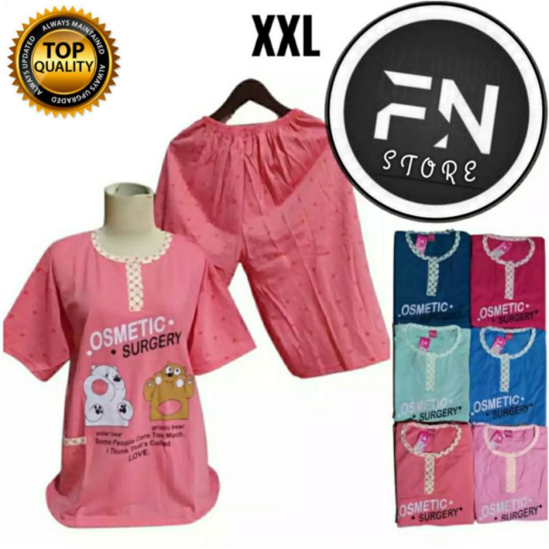 Baju Tidur Bio Premium 3/4 Jumbo XXL / Setelan Babydoll Bio Premium 3/4 Jumbo