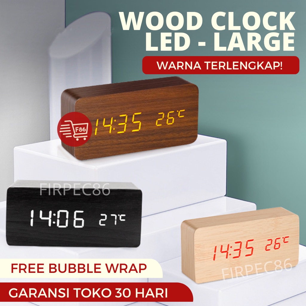 Jam Meja Weker Alarm Kayu Digital Voice Control / JAM KAYU DIGITAL / Jam Estetik + SUHU /Digital Wood Smart Alarm Clock/ ESTETIK JAM WEKER Besar