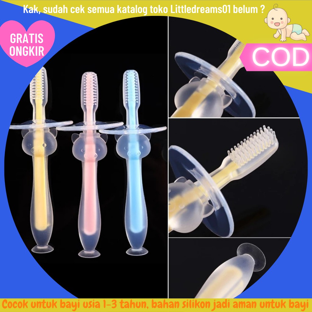 Sikat Gigi Bayi Silicon Silikon Finger Tooth Brush Pembersih Mulut Bayi usia 1 2 3 tahun