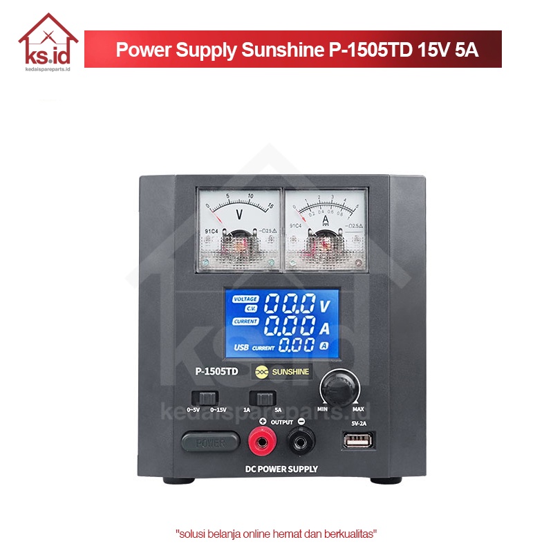 Power Supply Sunshine P-1505TD (DIGITAL) Original Sunshine High Quality / Type P-1505TD 15 Volt 5 Am