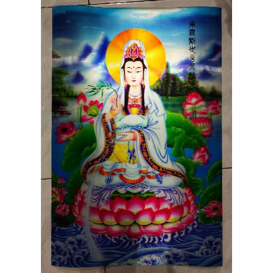 Poster 3D Dewa-dewi Budha Kwan Im Hiasan Dinding Budha