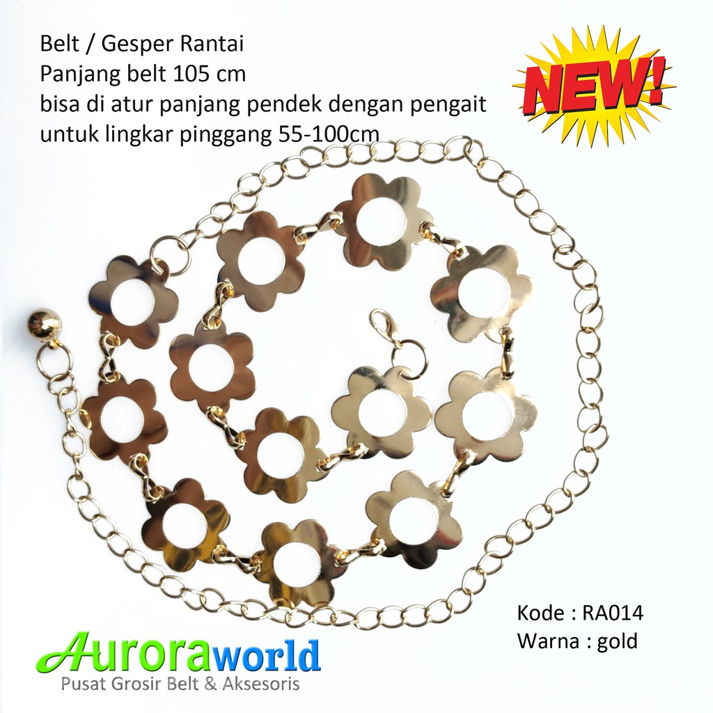 Auroraworld belt rantai sabuk rantai ikat pinggang untuk gamis, dress, tunik