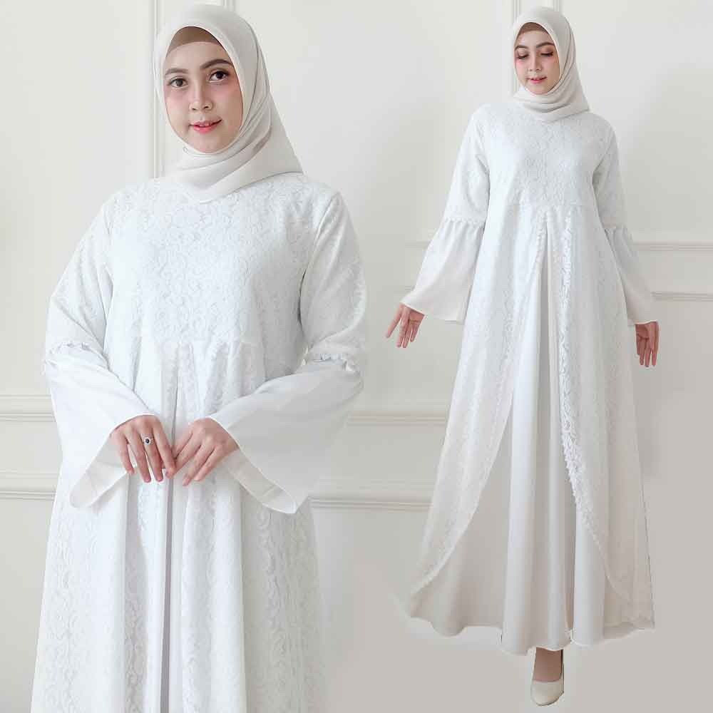 Fashion Muslim Dress Brokat Gamis Putih Terbaru Termurah Abila By Layali