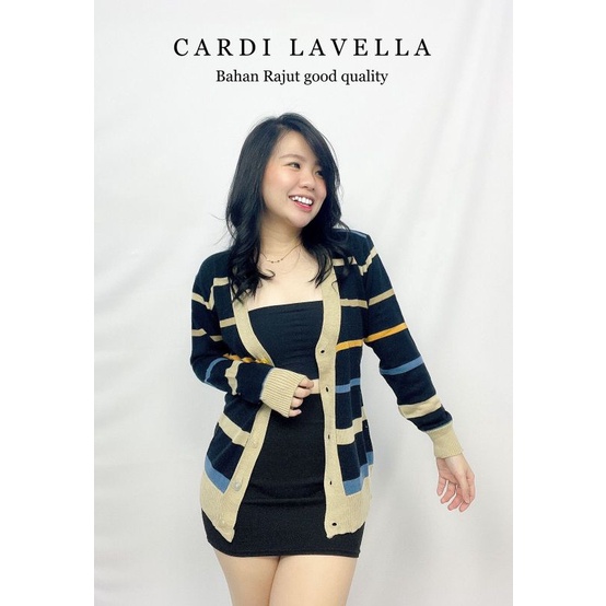 MDLV ~ CARDI LAVELLA RAJUT CARDIGAN RAJUT CARDIGAN MOTIF GARIS CARDIGAN LENGAN PANJANG FASHION CEWEK