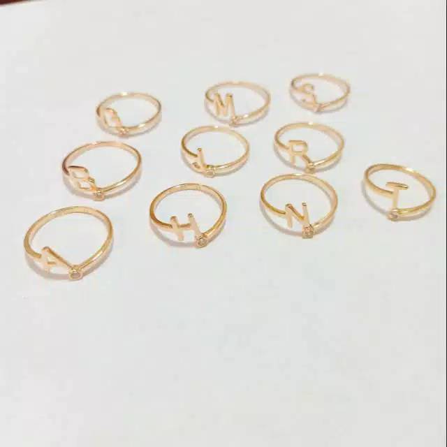 N. W. Y. J. G. S. R Cincin huruf anak dan dewasa emas asli kadar 700 750 gold rosegold whitegold kuning putih