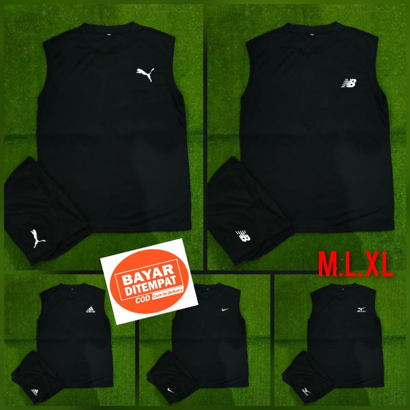 1 SET PAKAIAN SINGLET OLAHRAGA LOGO.SINGLET PRIA KUTUNG GYM.SINGLET JERSEY