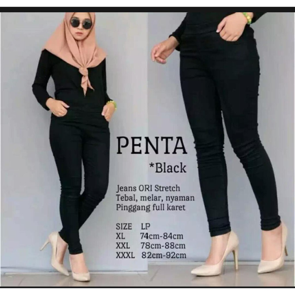 celana jeans wanita pinggang karet