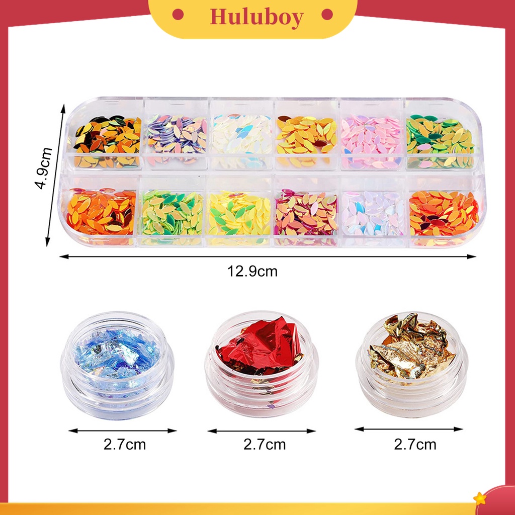 Huluboy Huluboy♡ 1 Set Sequin Glitter Multifungsi Untuk Aksesoris Manicure Wanita