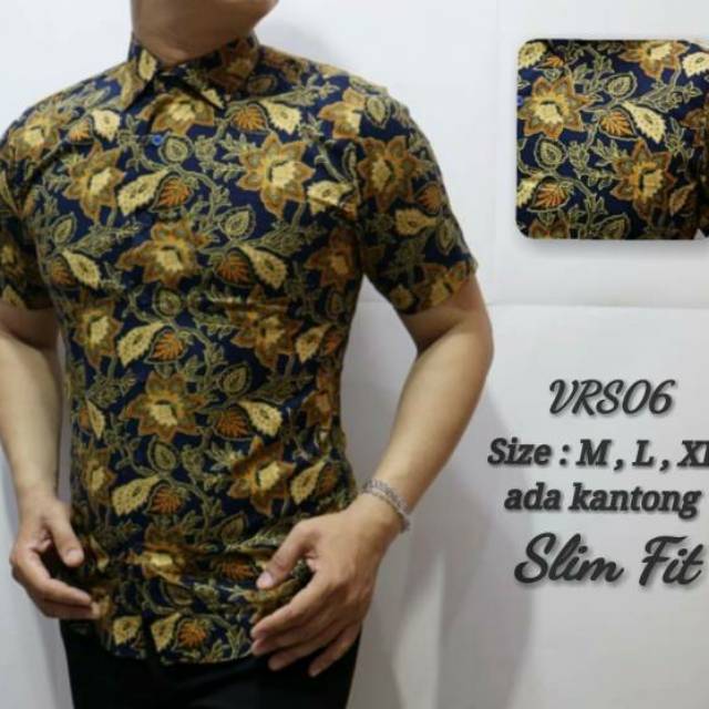 VRS006 kemeja batik slimfit lengan pendek