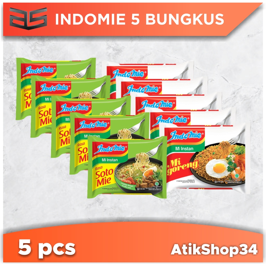 

INDOMIE GORENG & SOTO 5 PCS / MIE INSTAN RASA MIE GORENG & SOTO