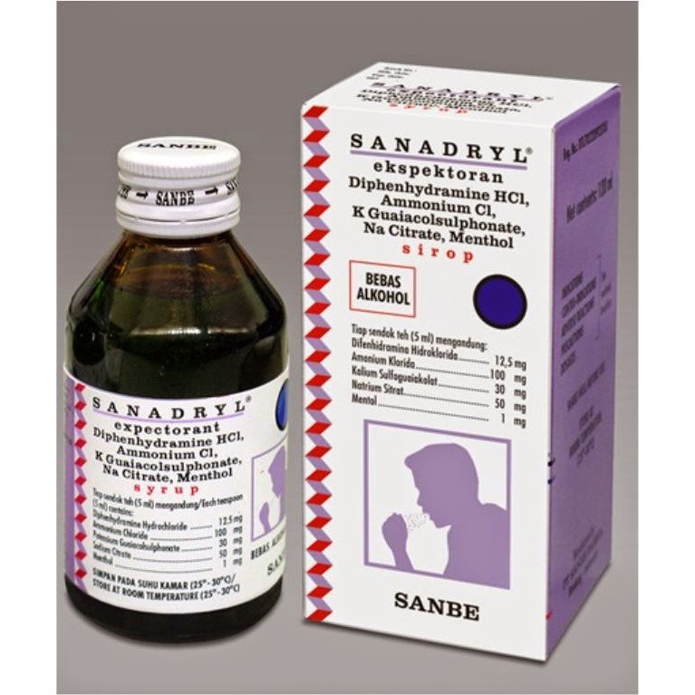 SANADRYL DMP Dan Sanadryl Expectorant Syrup 120 ML - Obat Batuk Pilek Flu 60 ML Sanadril