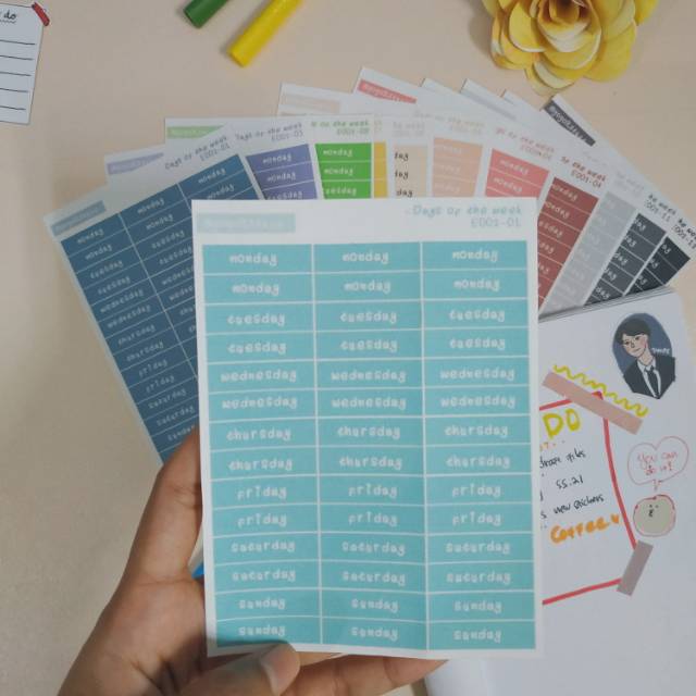 

Gogo9 | Days of the Week Bullet Journal Planner Sticker Stiker