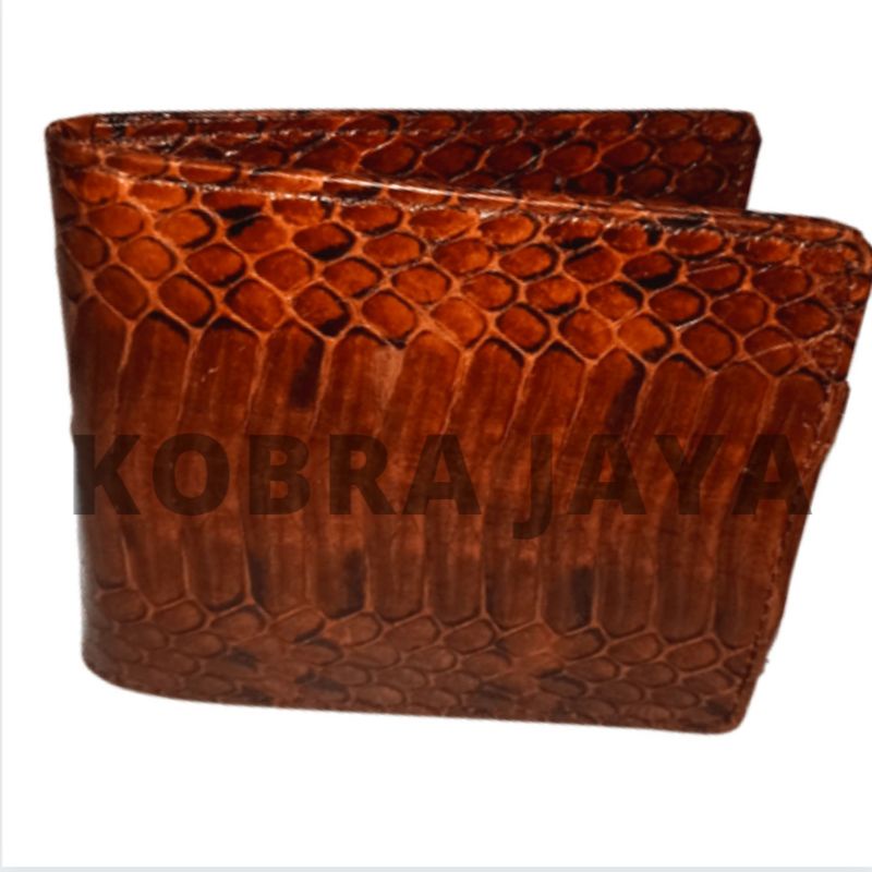 Dompet Cowok Kulit Ular Asli Pria Original Tanpa Sambungan Garansi Asli Warna Hitam Emas dan Putih-Emas