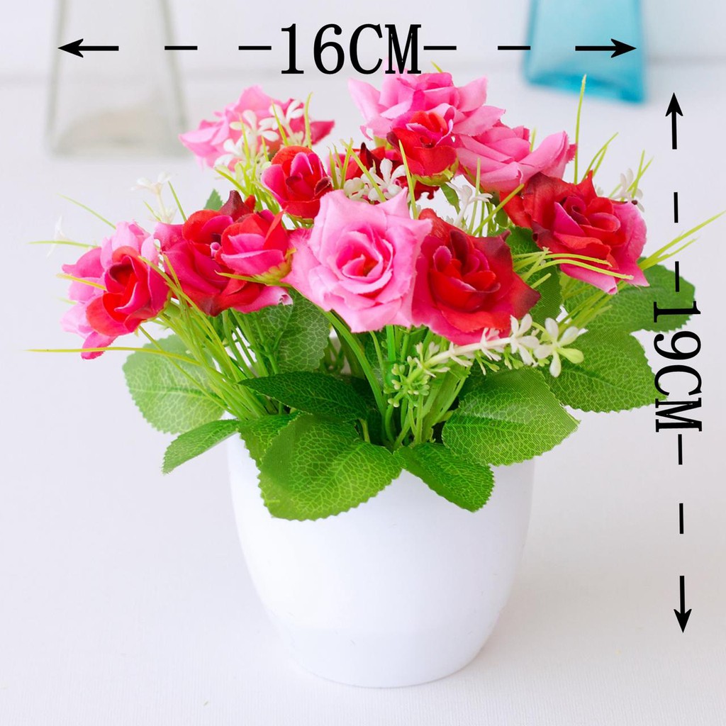 NM620 Bunga plastik / pajangan bunga Artificial / Vas Bulat-3