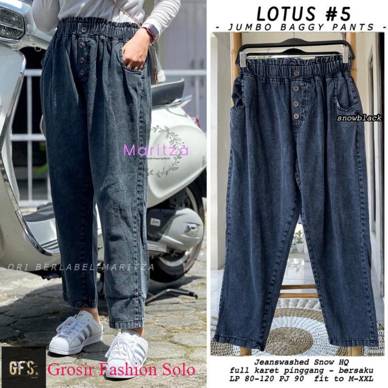 LOTUS #5 JUMBO BAGGY PANTS | CELANA JEANS SNOW | BY MARITZA | SANDRA BOYFRIEND JEANS JUMBO