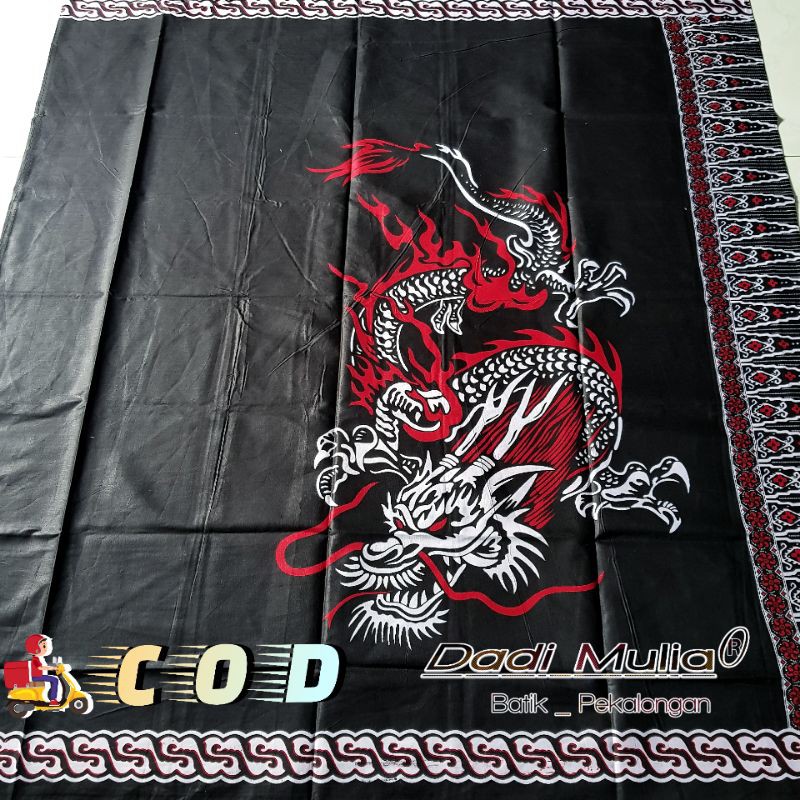 SARUNG PRIA DEWASA BATIK RED DRAGON TERLARIS WAYANG BATIK KANG SANTRI MOTIF NU TERBARU GUS AZMI