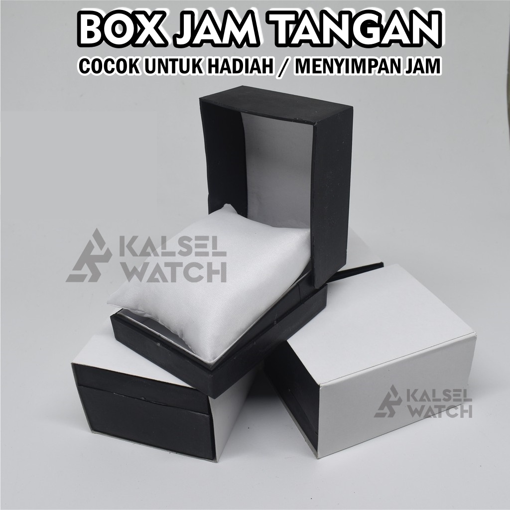 Box Kotak Jam Tangan Cover + Busa Mika Hitam Tebal FREE BANTALAN Cocok Untuk Hadiah Gift Bantal Jamtangan Grosir Import Murah Tempat Penyimpanan Eksklusif Tempat Rak Jam Single Hitam Pria Wanita Premium