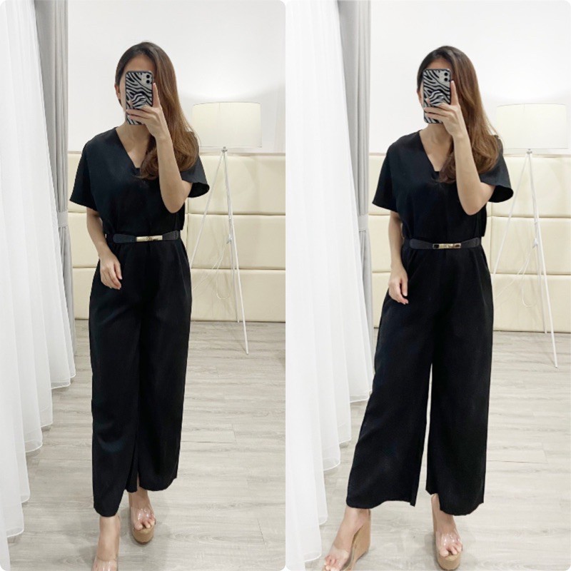 jumpsuit panjang wanita model kimono / jumpsuit vneck / KM RO