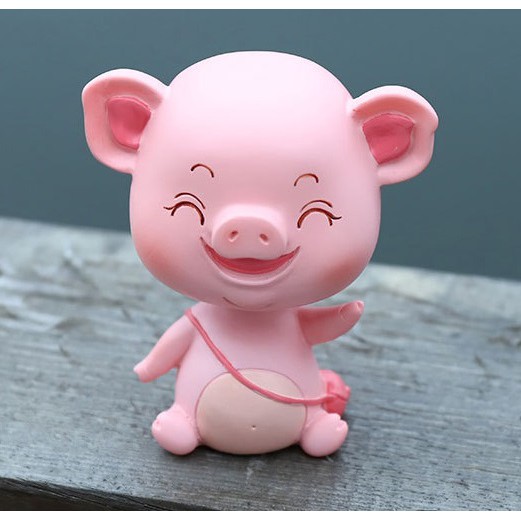 Pajangan Dashboard Mobil PINKY BABY PIG Babi Piggy Plastik Karet Goyang Kepala Shacking Head