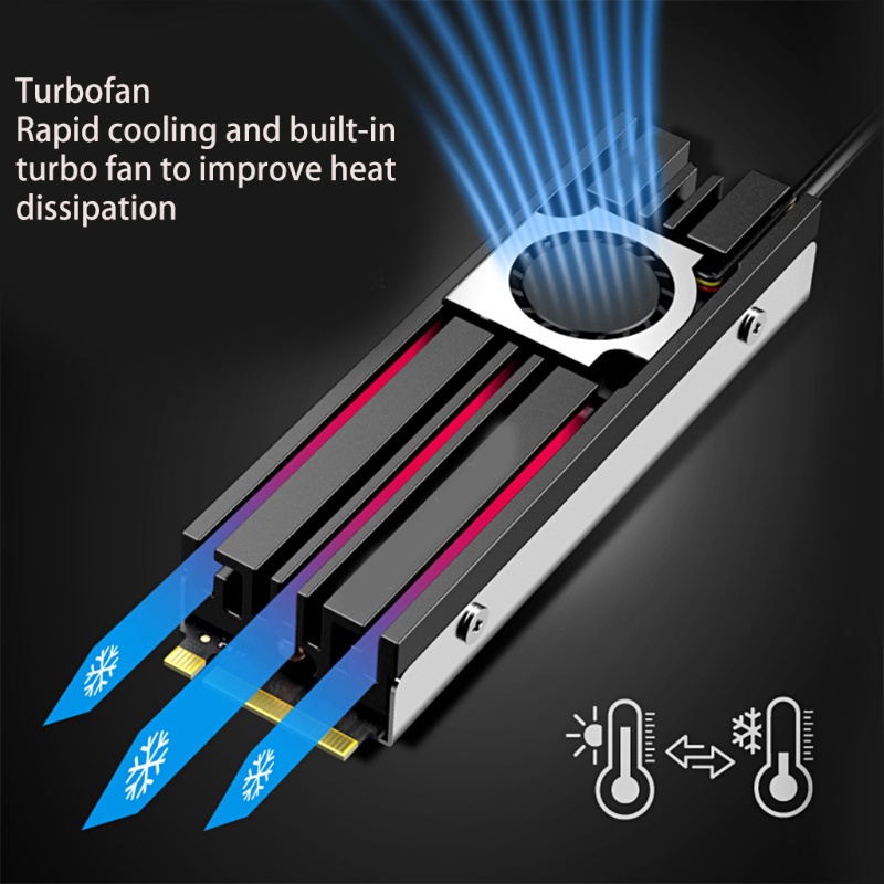 Bt Untuk M.2 2280 SSD Heatsink Cooler Untuk PCIe NVMe 80mm Dengan Pendingin PWM 4Pin