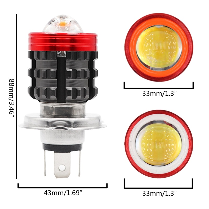 Zzz Bohlam Lampu Depan LED H4 6500K Bahan Aluminum Untuk Motor