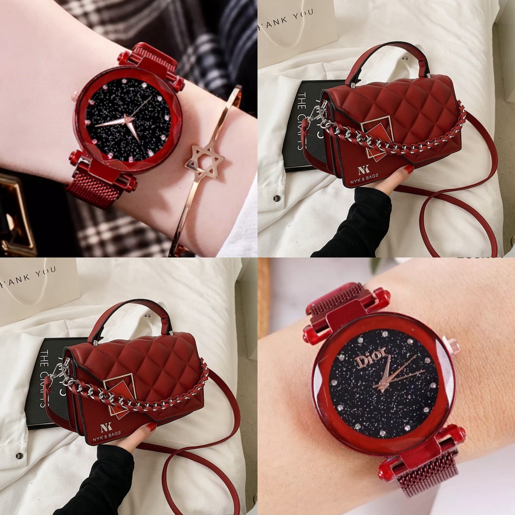 paket combo set murmer tas keren dan jam tangan import