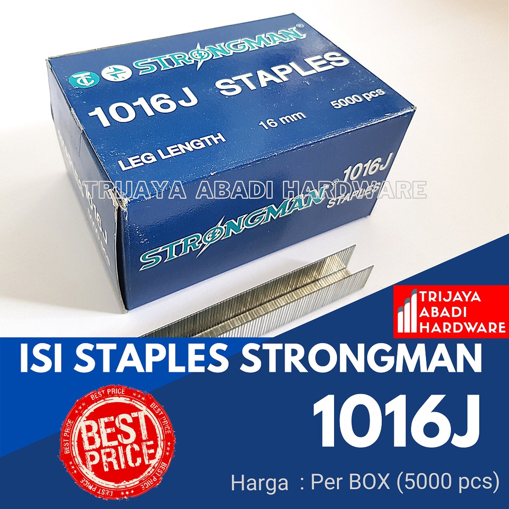 

Isi Staples Strongman 1016J Tembakan Angin (1 Box isi 5000 pcs)