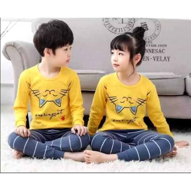 Baju Tidur Anak /Setelan Anak Couple Celana Panjang /Piyama Set Anak laki laki perempuan