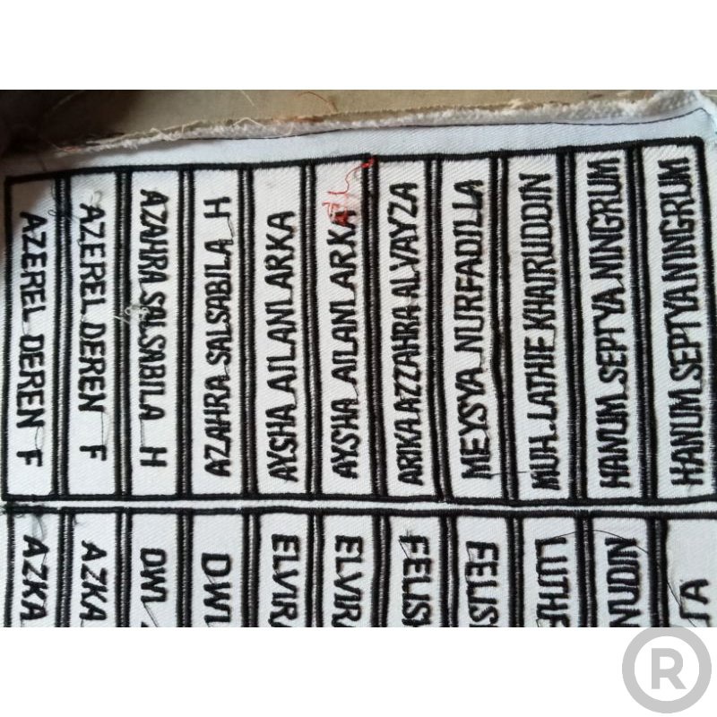 

Bet nama / name tag / nama dada / nama anak sekolah Bordir Nama Custom