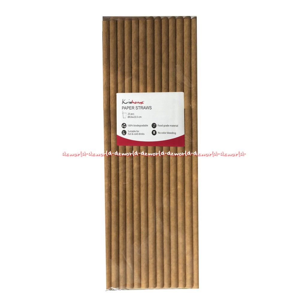 Krishome Paper Straws Small 25Pcs Biodegradable Hot Cold Sedotan Kertas Kecil Putih Coklat Kris Home