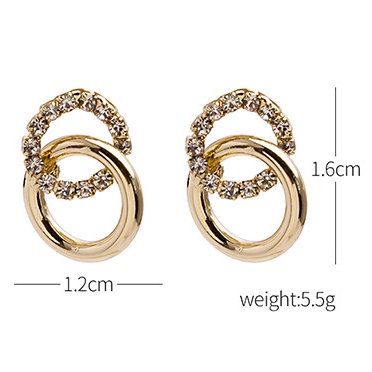 Anting Tusuk Gantung temperament Bahan Sterling silver 925 Desain Cincin Ganda Hias Berlian Gaya Trendysimple Untuk Wanita