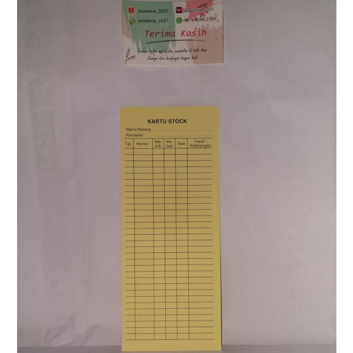

HJK Kartu Stok obat /barang 1 paket Berisi 100 Lembar Dengan Warna 5 Pilihan