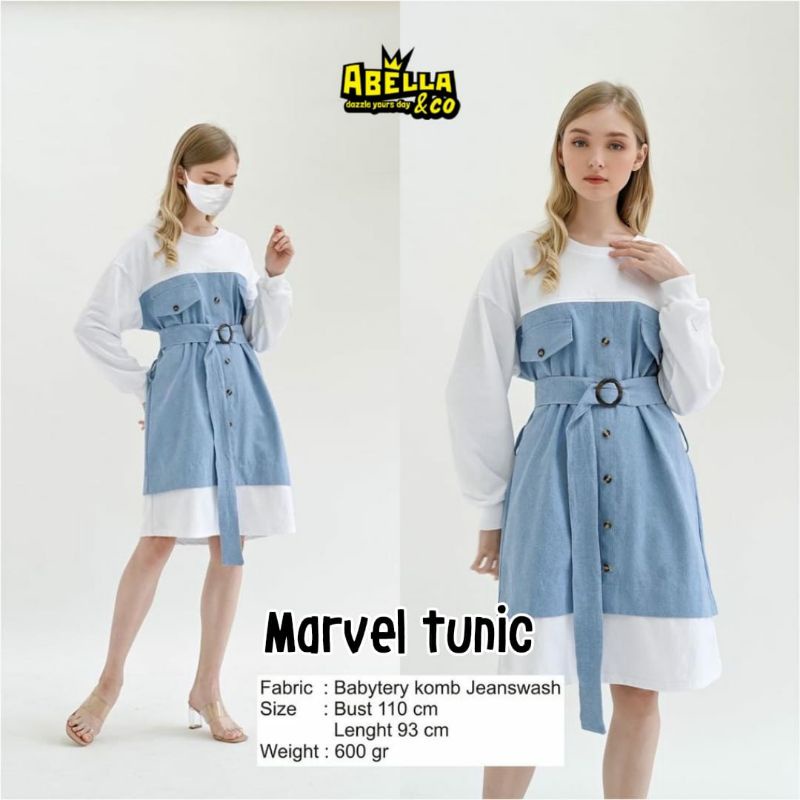 MARVEL TUNIK//TUNIK BABYTERRY MIX JEANSWASH//TUNIK JEANS IMPORT ABELLA