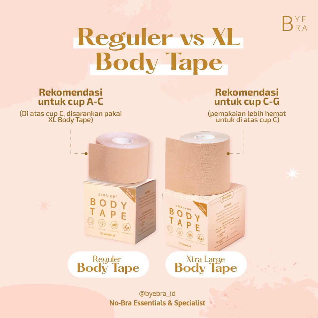 Bye Bra BODY TAPE Free NIPPLE COVER & FASHION TAPE / Pengganti BRA - ByeBra-8