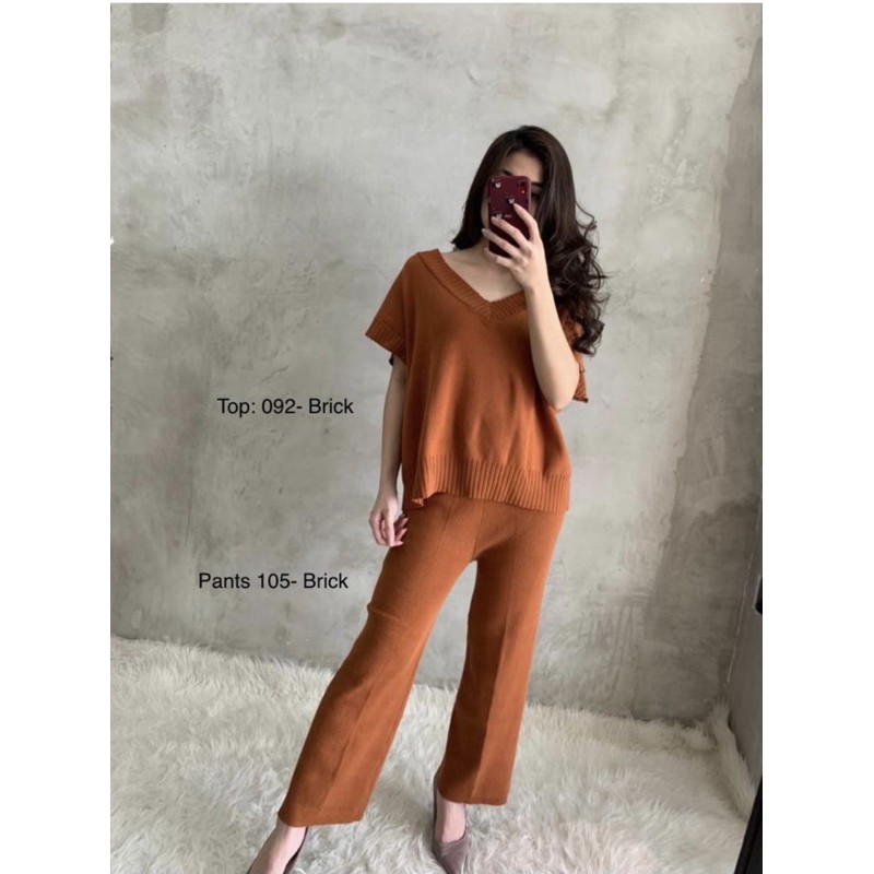 GBY CLOTHING - NANA ONE SET (ATASAN DAN PANTS TERPISAH)-BRICK TOP