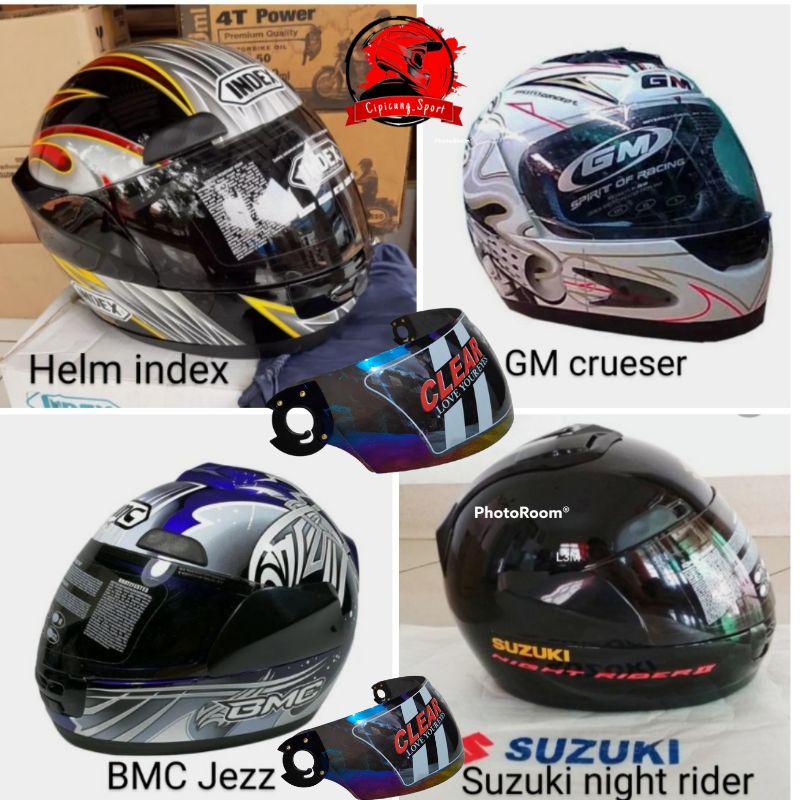 kaca helm BMC Jezz GM crueser Suzuki night rider index PELANGI smoke bening